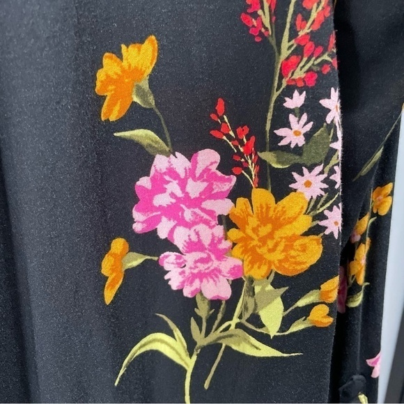 𝅺[l] Old Navy Black Long Sleeve Spring Floral Print Button-Down Tunic Top - Picture 10 of 14